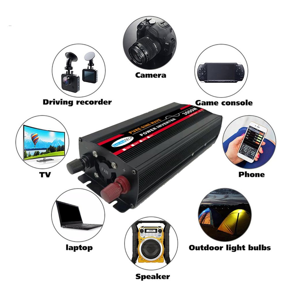 3000W Pure Sine Wave Power Inverter For Solar System/Solar Panel/Home/Outdoor/RV/Camping Wave Power Inverter