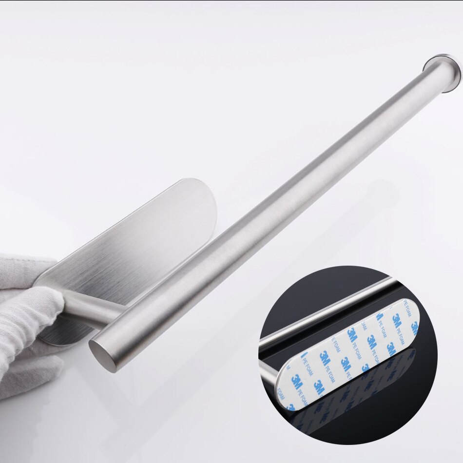 Black Kitchen Paper Holder 304 Stainless Steel Adhesive Toilet Tissue Roll Shelf Wall Hanger Bathroom WC Long Paper Towel Bar