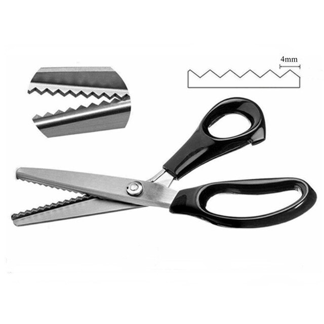 Tijeras de Pinking para manualidades, 9 pulgadas, zigzag, tela de cuero, corte de papel, herramientas hechas a mano DIY, tijeras de costura a medida: 4mm