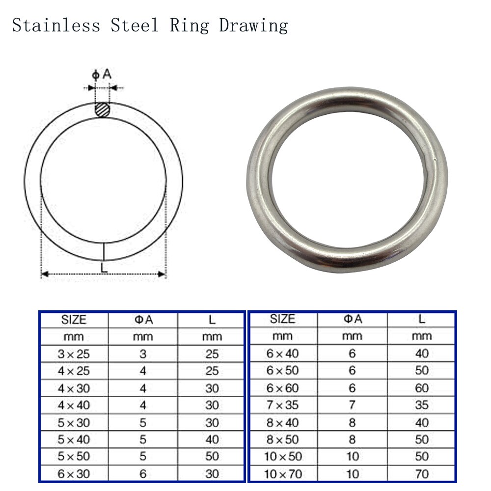 O-ring lasring 304 roestvrij staal marine boot ring ronde ring gepolijste cirkel voor macramé riem camping accessoires hondenriem (diameter 06050mm