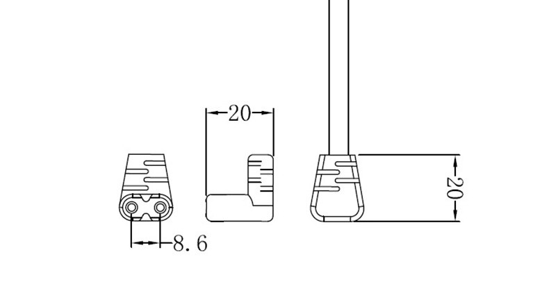 3m Double Elbow Angled Japan JP 2 Pin Plug to IEC 320 C7 female Short Cord Digital Portable Conversion Power Cable