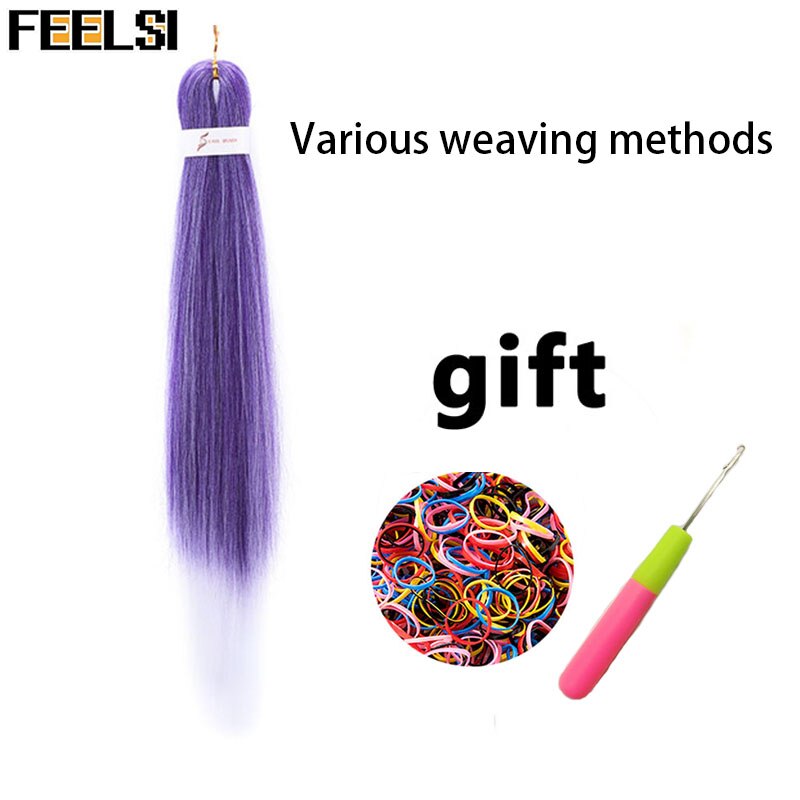 Synthetic hair Braids Ombre Braiding Hair Extension Box Braids Hair Pink Purple Yellow Golden Colors Crochet braids Kanekalon
