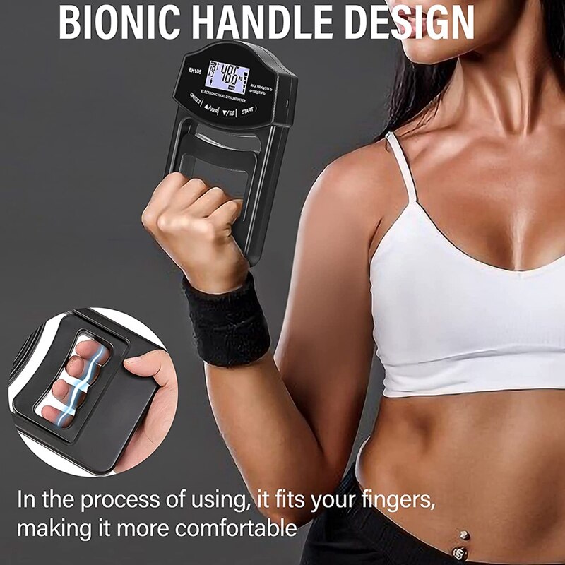Probador de fuerza de agarre, dinamómetro de mano Digital 396Lbs/180Kg, medidor de fuerza de agarre con pantalla LCD USB, dinamómetro de agarre de mano