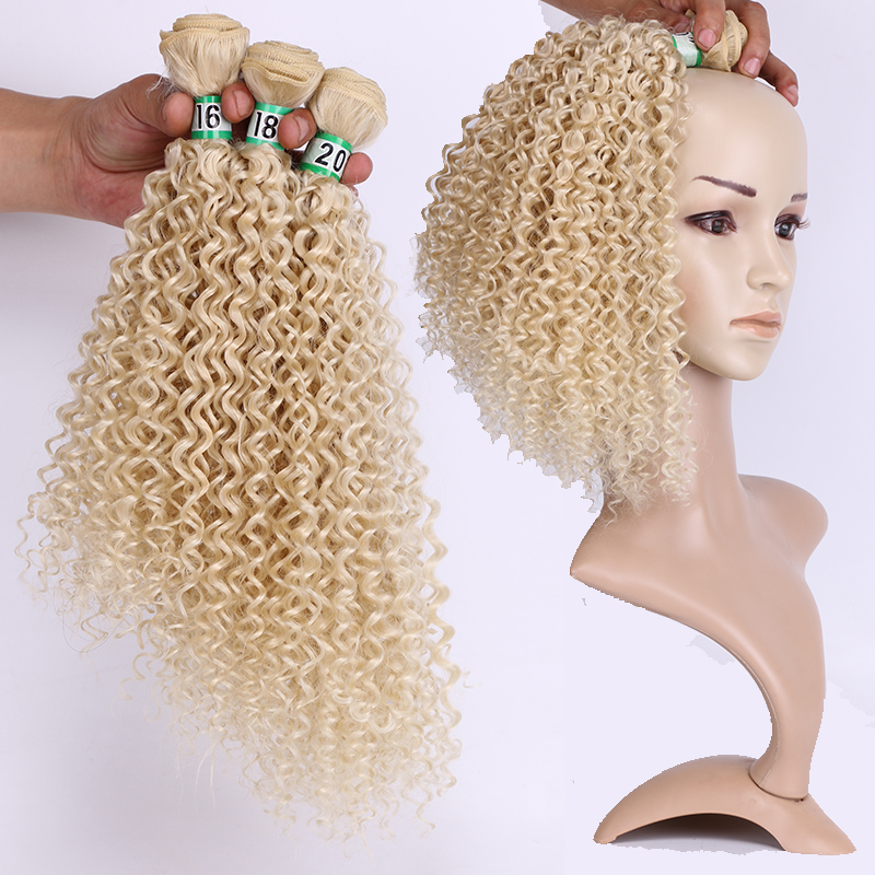 Extensiones de pelo rizado mechones de pelo sintético degradado, 3 unidades, un paquete, para cabello de una cabeza, tejido de sueño, hielo