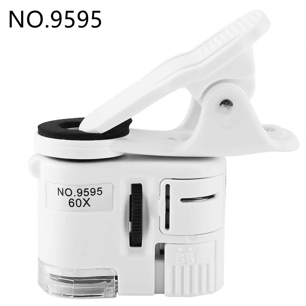 Universele Clip Microscoop 60X Led Sieraden Vergrootglas Gericht Aangepast Pocket Microscoop Met Mobiele Telefoon Clip Microscoop