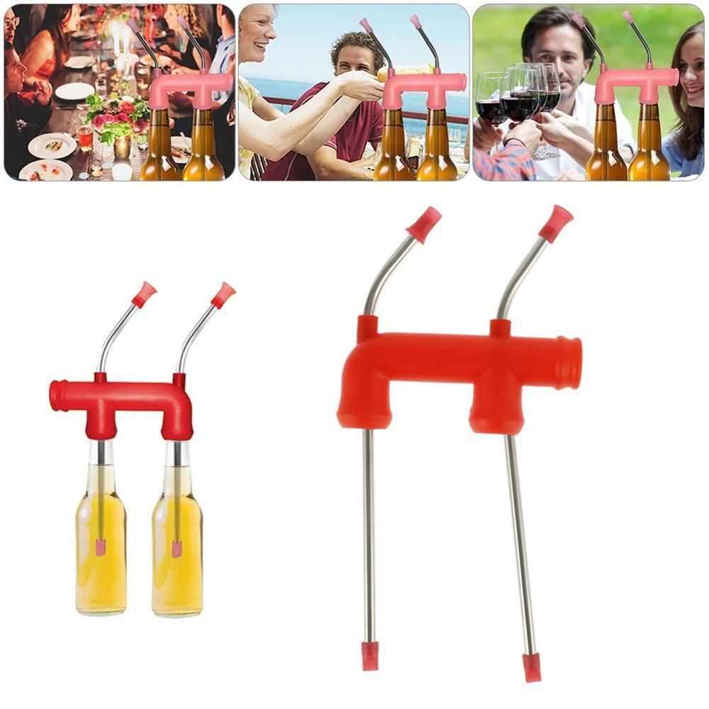 1PC Dual Trinken Schnorchel Doppel Bahre Bong Bahre Schnorchel Dollar Hühner Haus Geburtstage Party Trinken Küche Bar Trinker