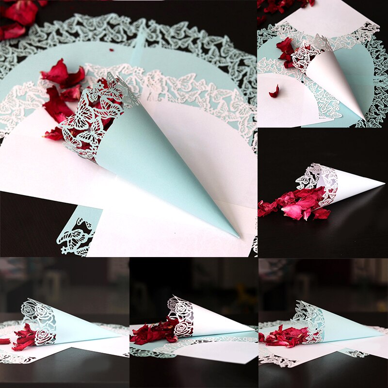 20Pcs Custom Wedding Confetti Kraftpapier Bloemblaadjes Snoep Geplaatst Natuurlijke Confetti Kegels Voor Bruiloft Verjaardag Decoratie