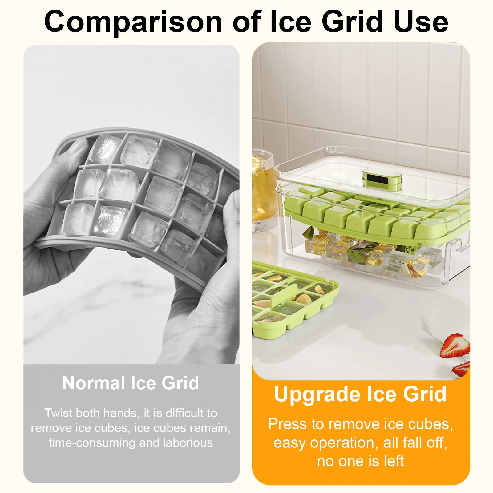 Ice Cube Tubs Household Ice Cube Artifact Large Capacity Ice Maker Press Refrigerator Homemade Food Grade Mold