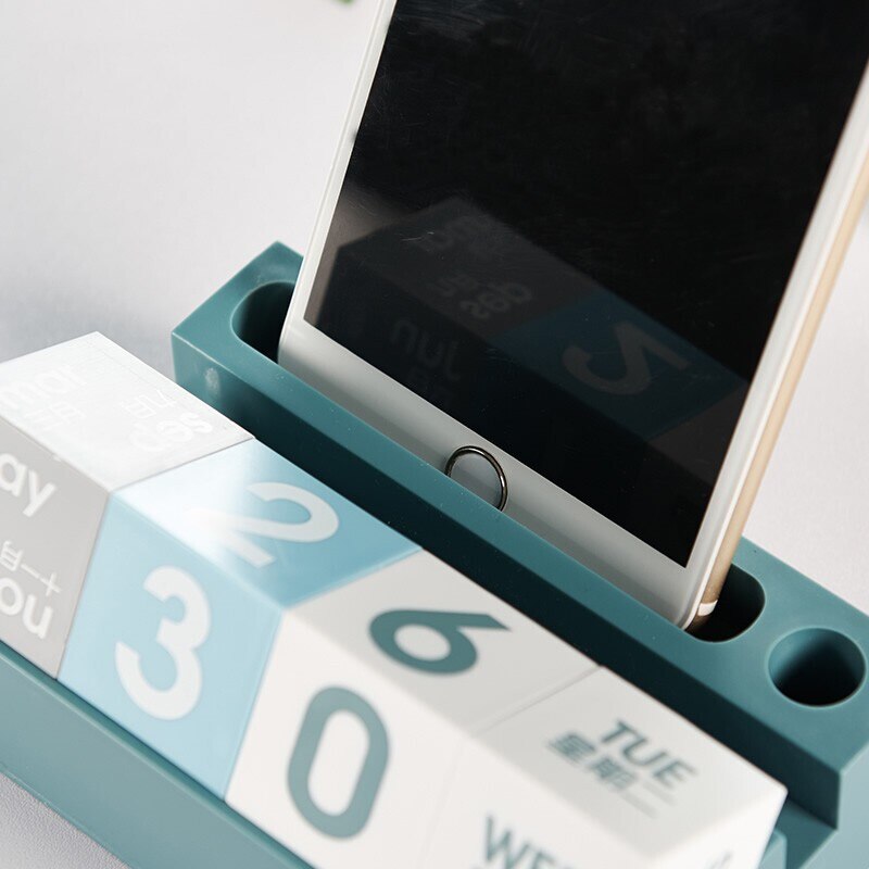 Kontor vintage hjemme kalender multi-funktion mobiltelefon holder ornamenter diy flip studie dekoration