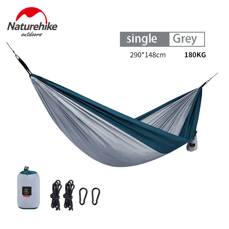 Naturehike-hamaca portátil para acampar al aire libre, para adulto, para senderismo, individual, doble, ultraligera: Single Grey
