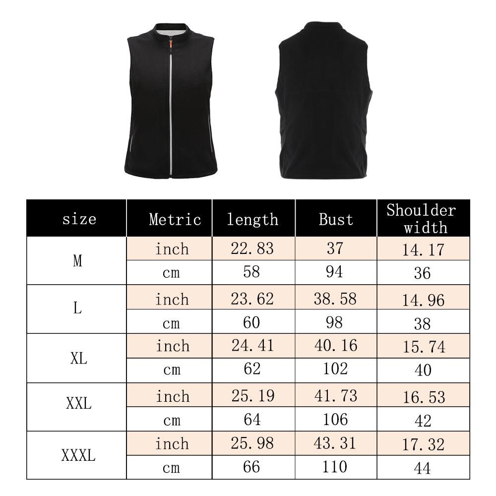 Elektrische Vest Verwarmd Body Warmer Xxxl Winter Kleding Usb Warm Kompres 5 Verwarming Gebieden Thermische Warm Black