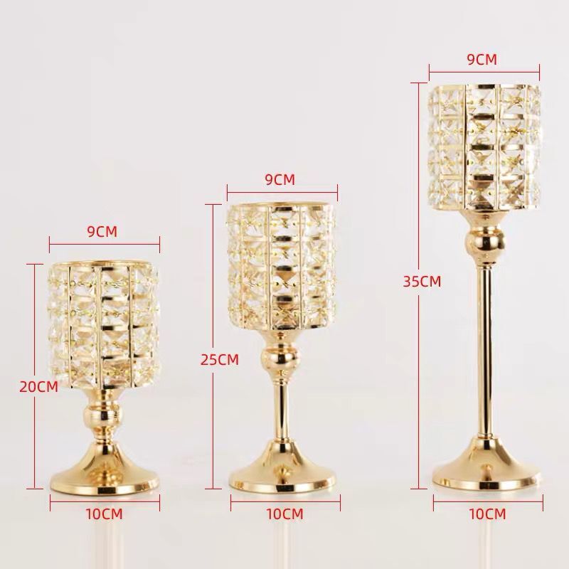 Gold Candle Holders Flowers Vase Dining Table Candlestick Centerpieces Road Lead Candelabra Wedding Party Porps Home Decoration: G / Small size