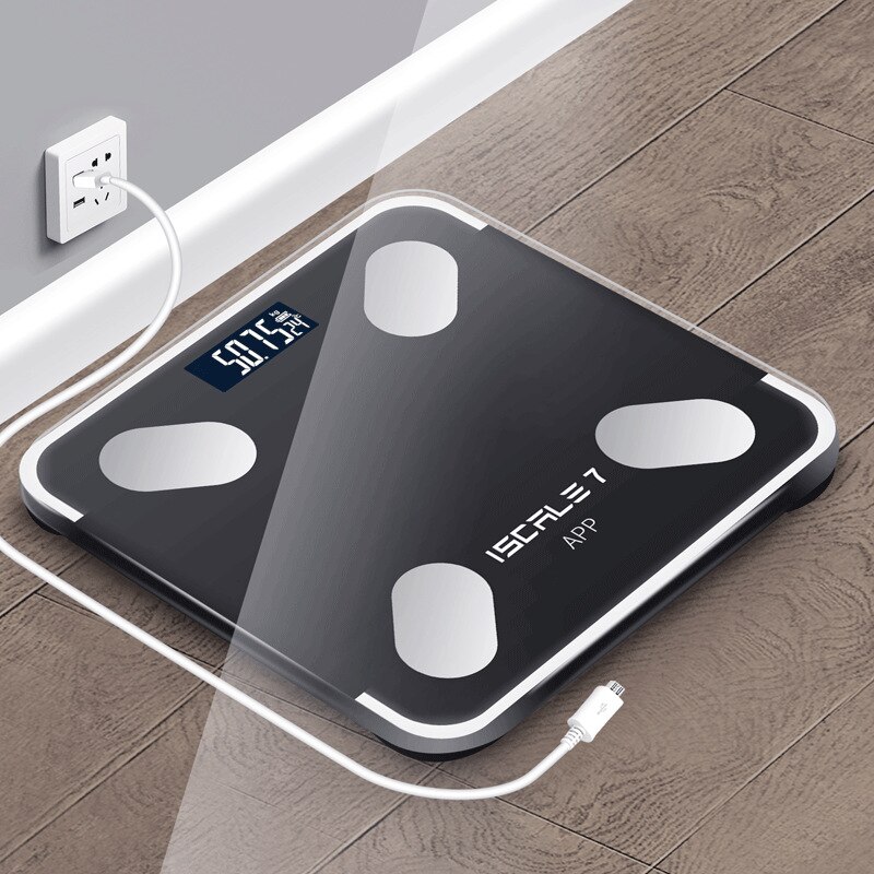 Bluetooth Smart Body Fat Scale Electronic Weighing Scale Measuring Fat Body Fat Woman Body Scale Weighing smart scale: Bright black