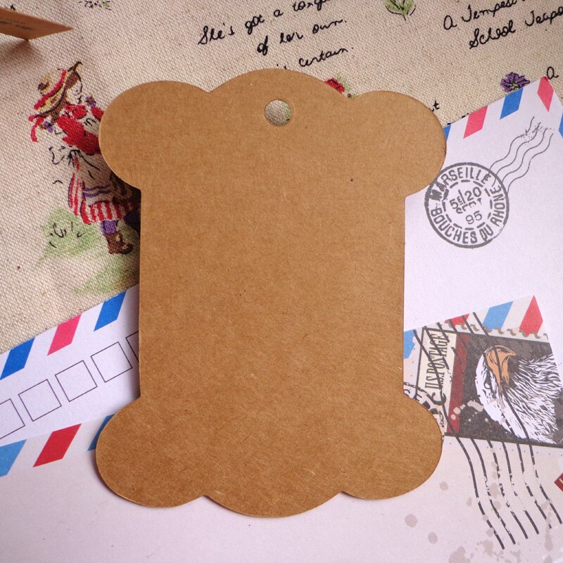 de cartón Retro en blanco Bobine Kraft Linda forma Bobine DIY tarjetas de papel negro 50 unids/lote