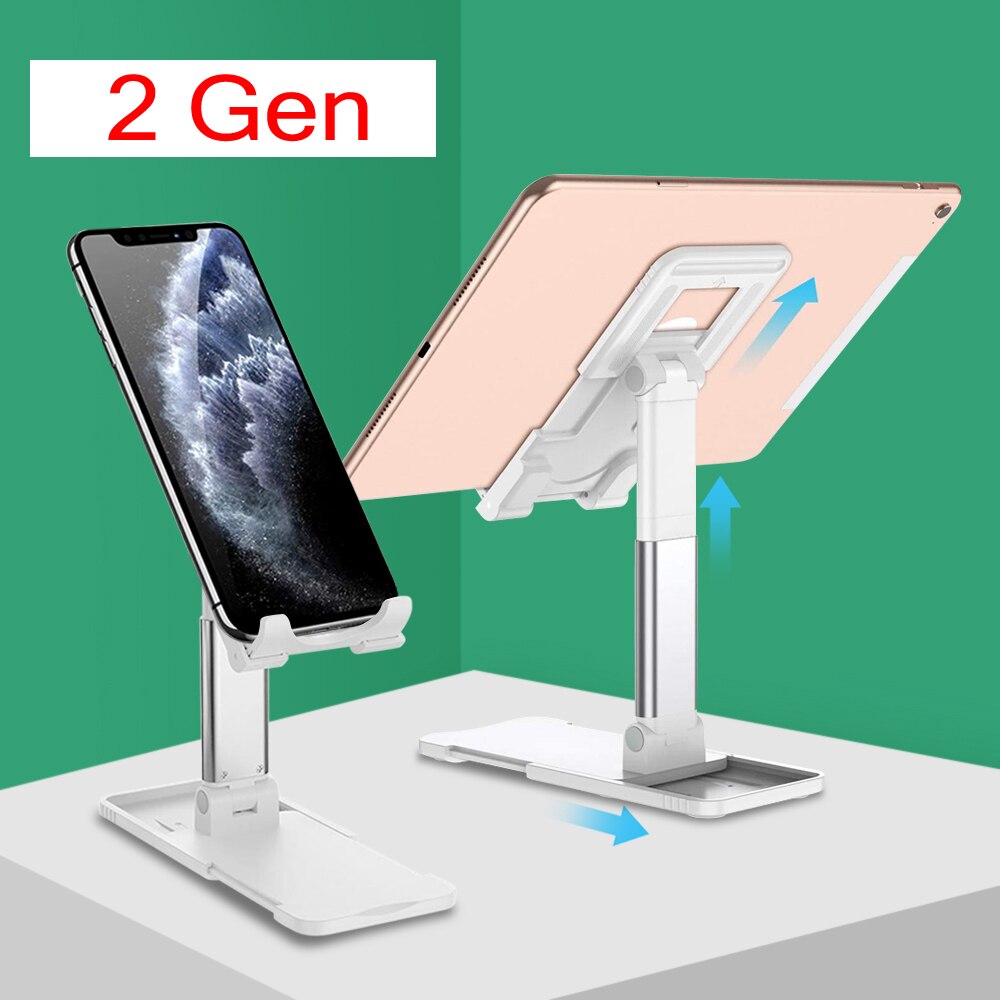 Goojodoq för ipad stativ hållare telefon mini justerbar soporte surfplatta hållare stativ för ipad 10.2/10.5 pro 11 mini fäste: 2 gener vit