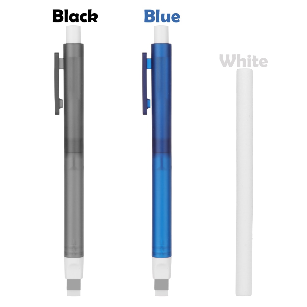 Goma de borrar para dibujo, juego de gomas de borrar con forma de lápiz blanca y azul de goma, reposición automática, gomas telescópicas, papelería, de aprendizaje