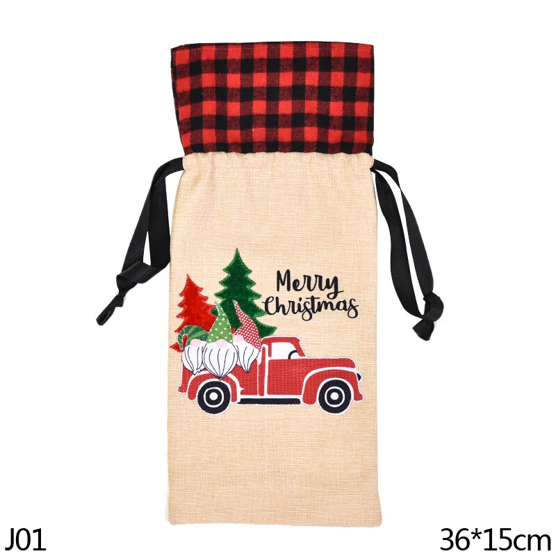 Julevinflaskebetræk taske glædelig jul tasker hjem julestrømpeholdere jule navidad årspynt: J01