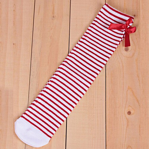 Lovely Girls Kids Toddler Bow Knee High Socks Colours Silk Bow Baby Girl Socks Striped Princess Socks 1 to 8 Years