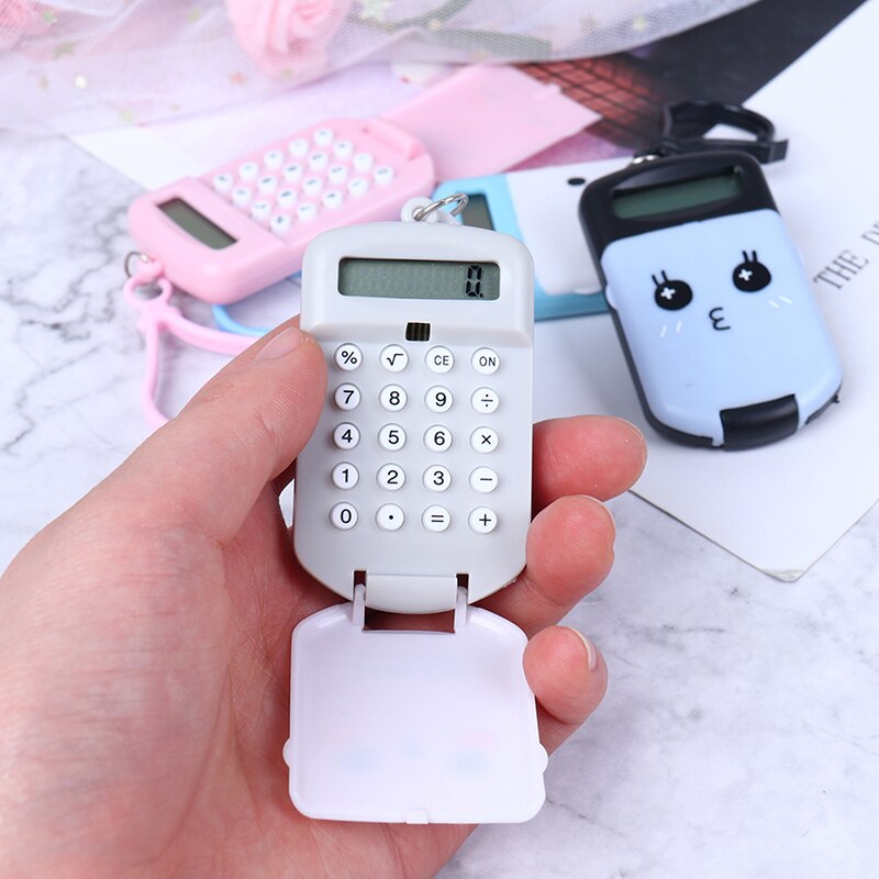 Office Supplies Kawaii Mini Calculator Pocket Size Portable Digit Calculator 8 Display Cartoon Cute Keychain Calculator