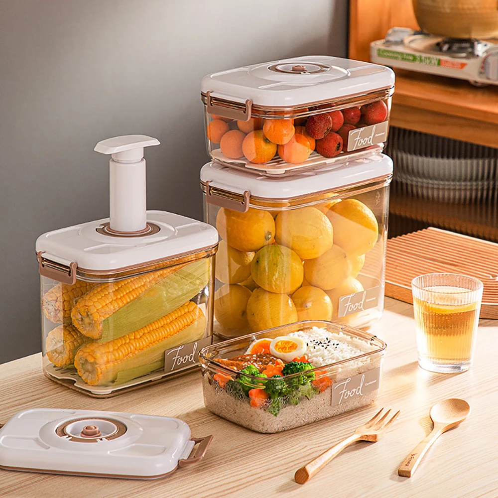 Voedsel Opslag Container Vacuüm Doos Grote Capaciteit Voedsel Dispenser Voor Keuken Transparant Verzegeld Voedsel Organizer Houden Lunch Verse