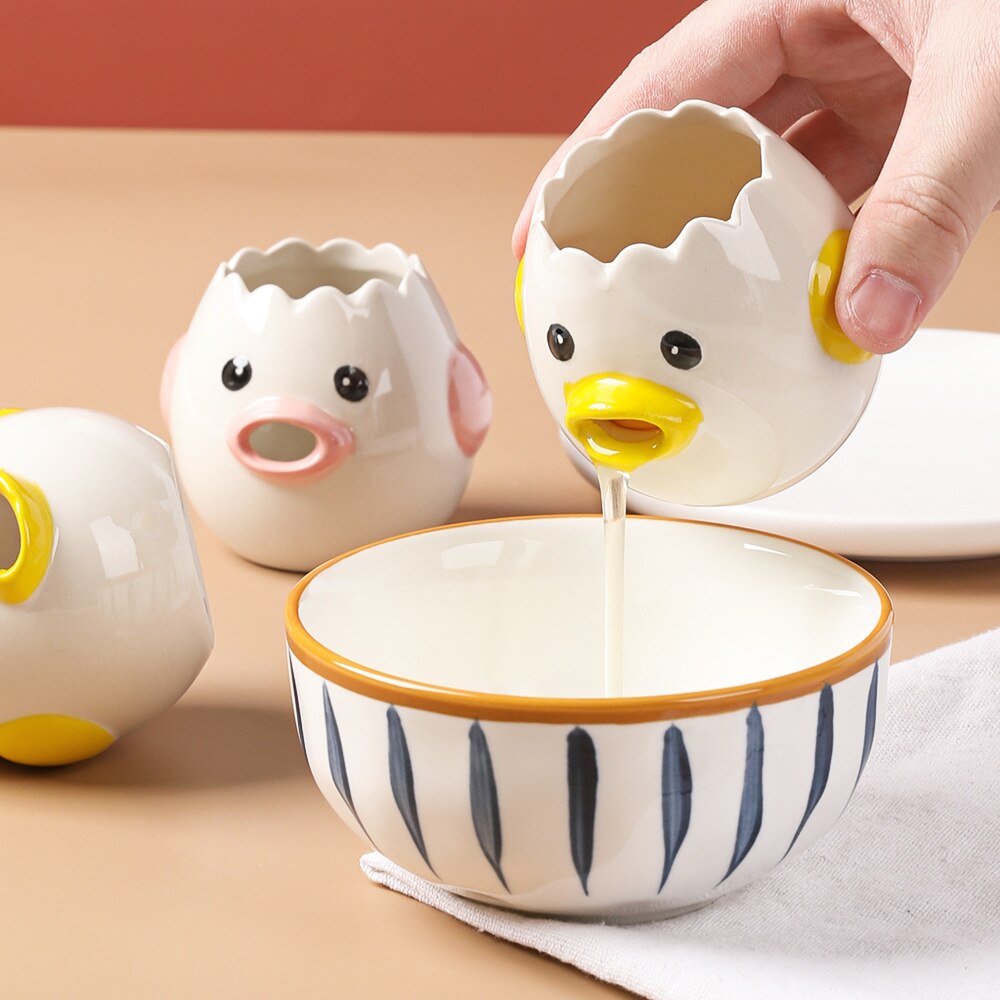 Kawaii Chick Egg Separator Egg Divider Egg Yolk Separator Cute Egg Liquid Filter Kitchen Supply Baking Utensils Ceramic