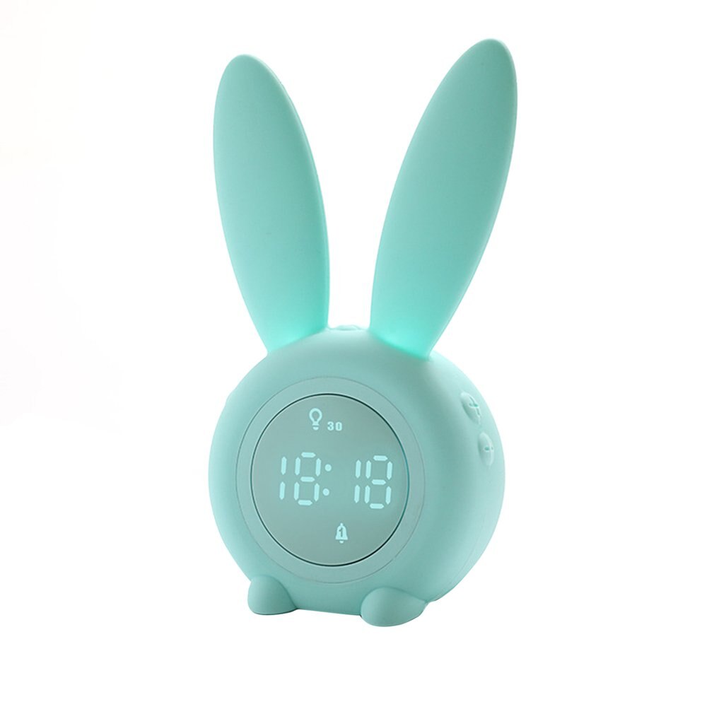 Wake Up Light Bedside Lamp Alarm Clock Light Rabbit Alarm Clock With Sunrise And Sunset Simulation Thermometer: Green