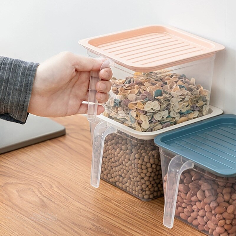 Kylskåp Förvaringslåda med Handtag - Plast Lufttät Behållare med Lock - Mat Frukt Förvaringsburk