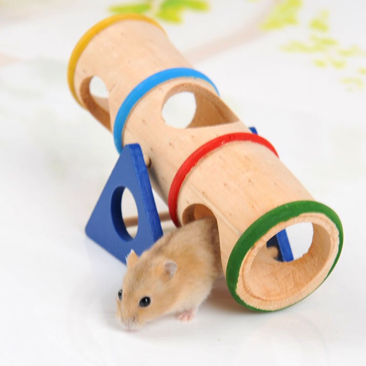 Little Hamster Rainbow Ladder Wooden Toys Parrot Hanging Bell Swing Hammock Gold Bear Nest Small House Villa