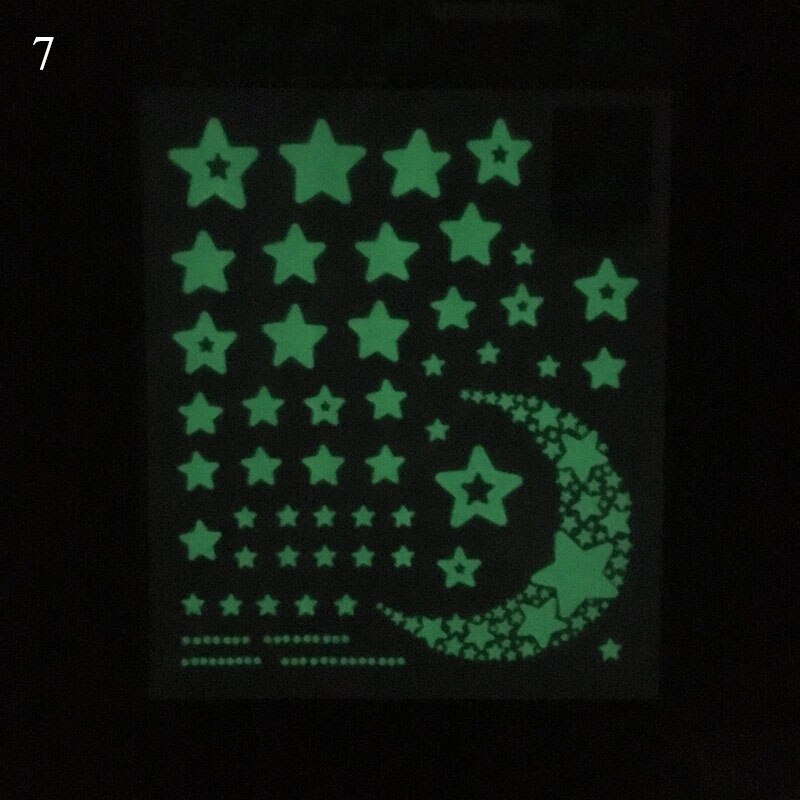 Fluorescent Wall stickers 3D Stars Dots Luminous DIY Wall Sticker Bedroom Kids Room Decoration Glow In Dark Animals Stickers: 7