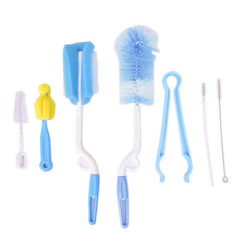 7pcs/set Baby Bottle Brushes Brush 360-degree Rotating Head Cleaning Sponge Cup Brush Kit Hand Plastic