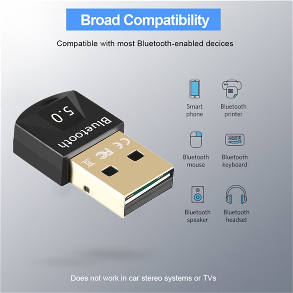 Adaptador USB Bluetooth 5,0, receptor USB para PC y PC, adaptador inalámbrico transmisor para PC, Bluetooth 4,0