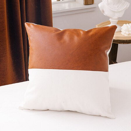 freundlicher Nette Braun Faux Leder Baumwolle Kissen Abdeckung 45x4 5cm/35x50cm Für Couch Bett Hause dekoration Kissen Abdeckung Moderne: C