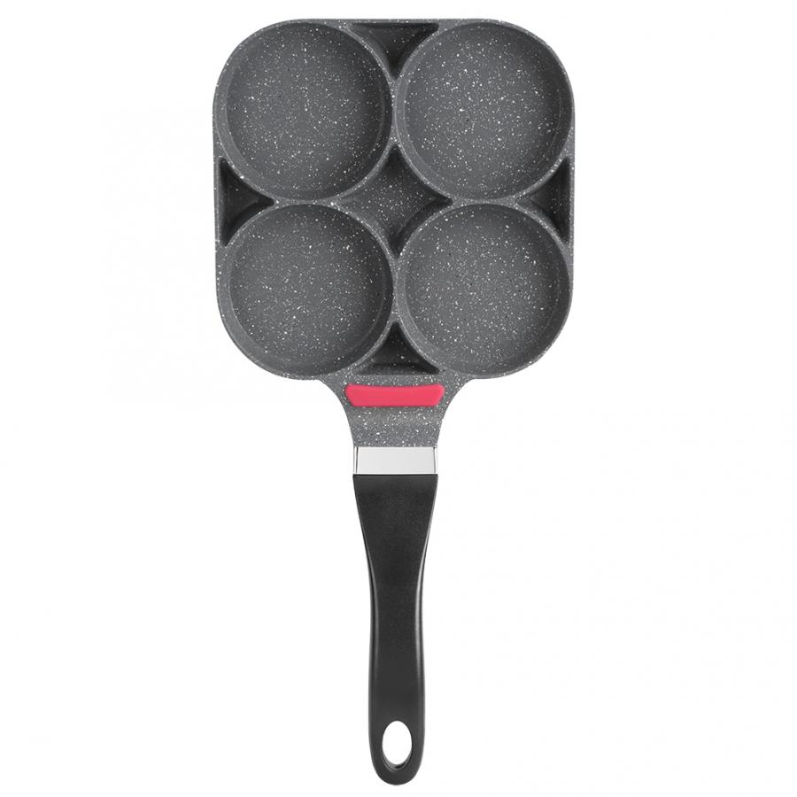 Viergats keuken ontbijt pannenkoekenpan aluminium koekenpan mal voor hamburger met handvat multifunctionele nons