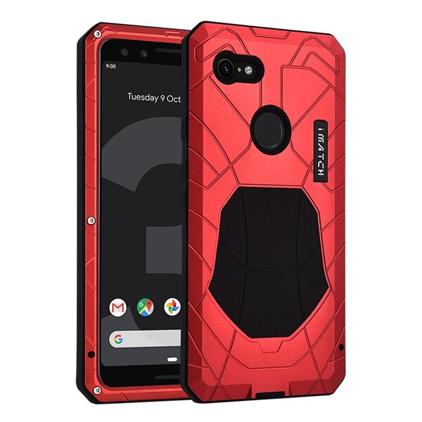 Für Google Pixel 3 Fall Harte Aluminium Metall Gehärtetem Glas Screen Protector Abdeckung für Google Pixel 3 Heavy Duty schutz: red