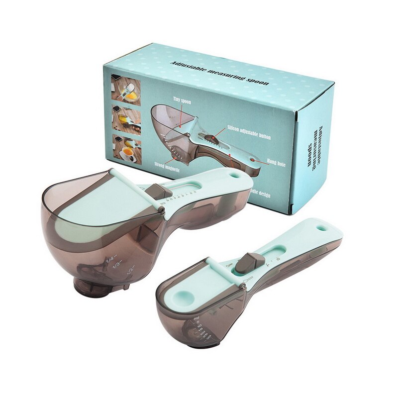 Kitchen Measuring Cups And Spoons Scoop Baking Kitchen Tools Cuisine Accessories Adjustable Measuring Scoop: 2pcs with color box