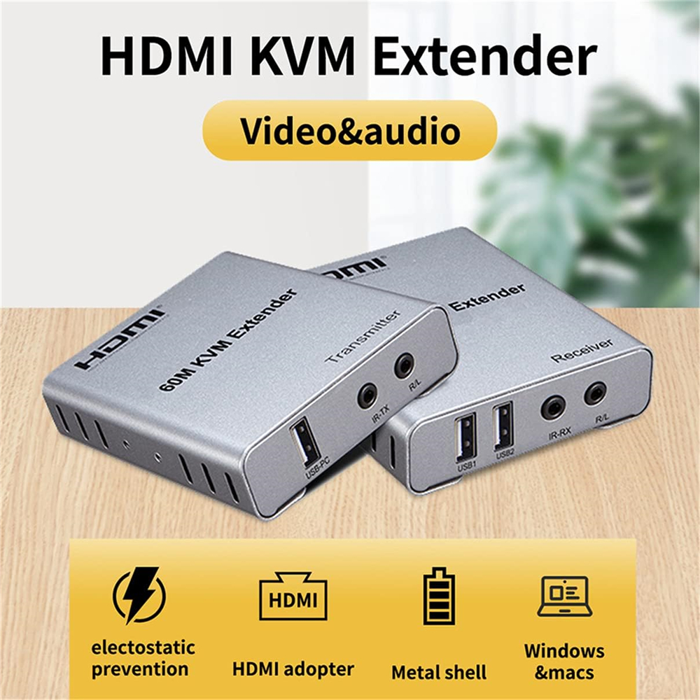 60M USB KVM HDMI Verlängerung 1080P über Katze5e Katze6 RJ45 Ethernet Kabel Audio- Video Absender Empfänger Signal erweiterung Konverter