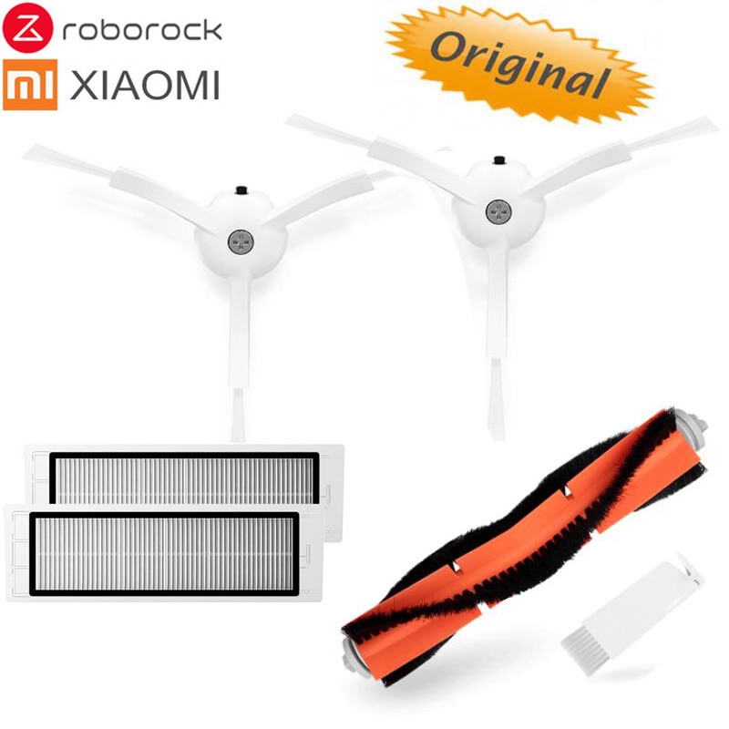 Original xiaomi/roborock robotdammsugare reservdelspaket med tvättbart hepa-filter, huvudborste, moppduk, sidoborste