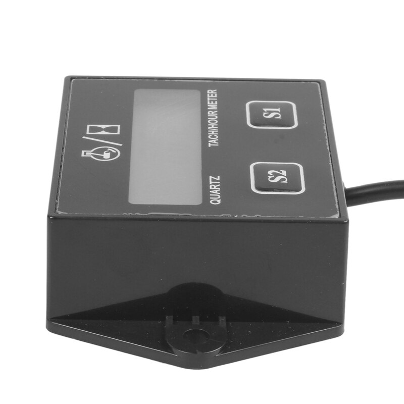 Digital LCD engine hour meter tachometer Tach gauge for race bikes Black