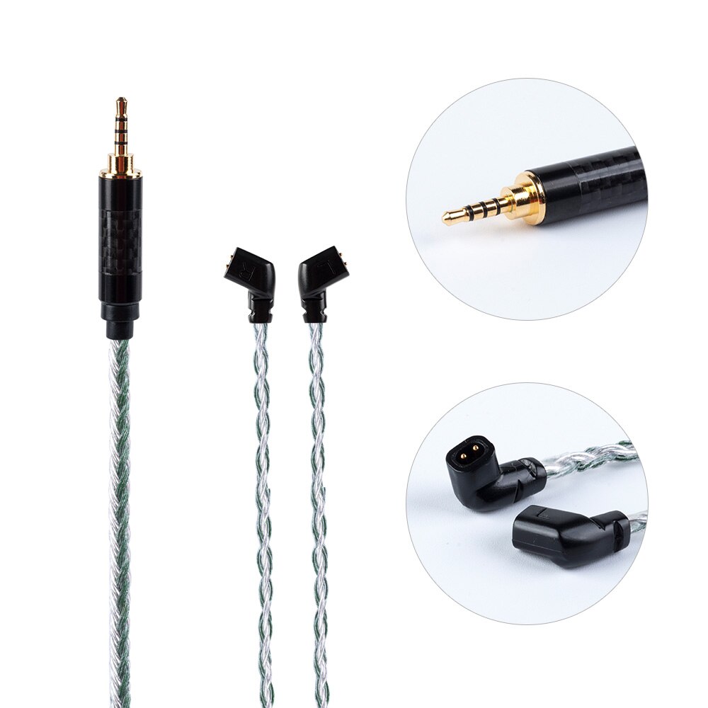 câble plaqué argent de noyau de hifi980 16 câble de mise à niveau de 2.5/3.5/4.4mm avec MMCX/2Pin pour ZS10 PRO ZSX BL-03 V90: QDC 2.5