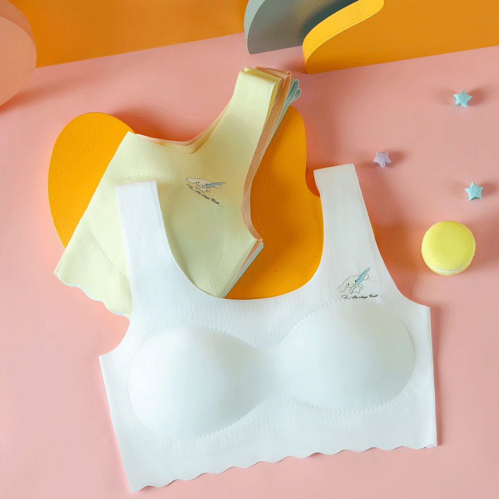 Tyttöjen rintaliivit hengittävät urheiluharjoitusrintaliivit saumattomat teinityttöjen alusvaatteet yksiväriset topit crop teens tytöille: Valkoinen / Paino 22-35.5kg