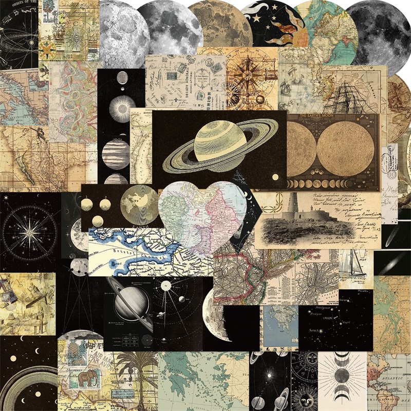 10/30/50PCS Vintage Planet Map PVC Sticker Aesthet... – Grandado