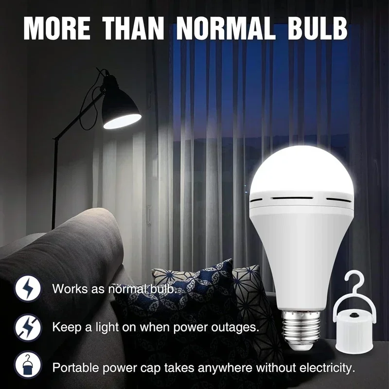 Uppladdningsbar led-lampa 7w 9w 12w 15w 85-265v nödlampa bärbar hängande campinglampa för tält hem strömavbrott veranda