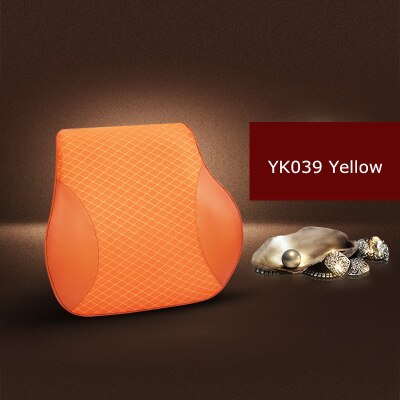 1PCS cute car seat headrest pillow leather solid for the neck rest waist back lumbar support cushion set auto pillow memory foam: YK039 Yellow