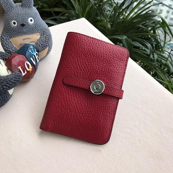 LOMANTINA Luxury Brand Women Wallet 100% Genuine Leather Short Cow Leather Lady Girls Deisgner Womens Wallets And Purses: 2201 Wine Red