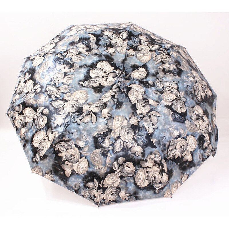 10K silny wiatr kreatywny wzór retro piękny obraz kobiety róża 3-składany parasol automatyczny parasol na słońce i deszcz
