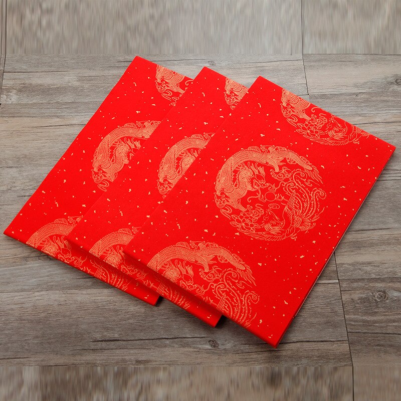 Wannian red rice paper couplet dragon and phoenix sprinkled gold handwritten blank spring couplet custom couplet paper