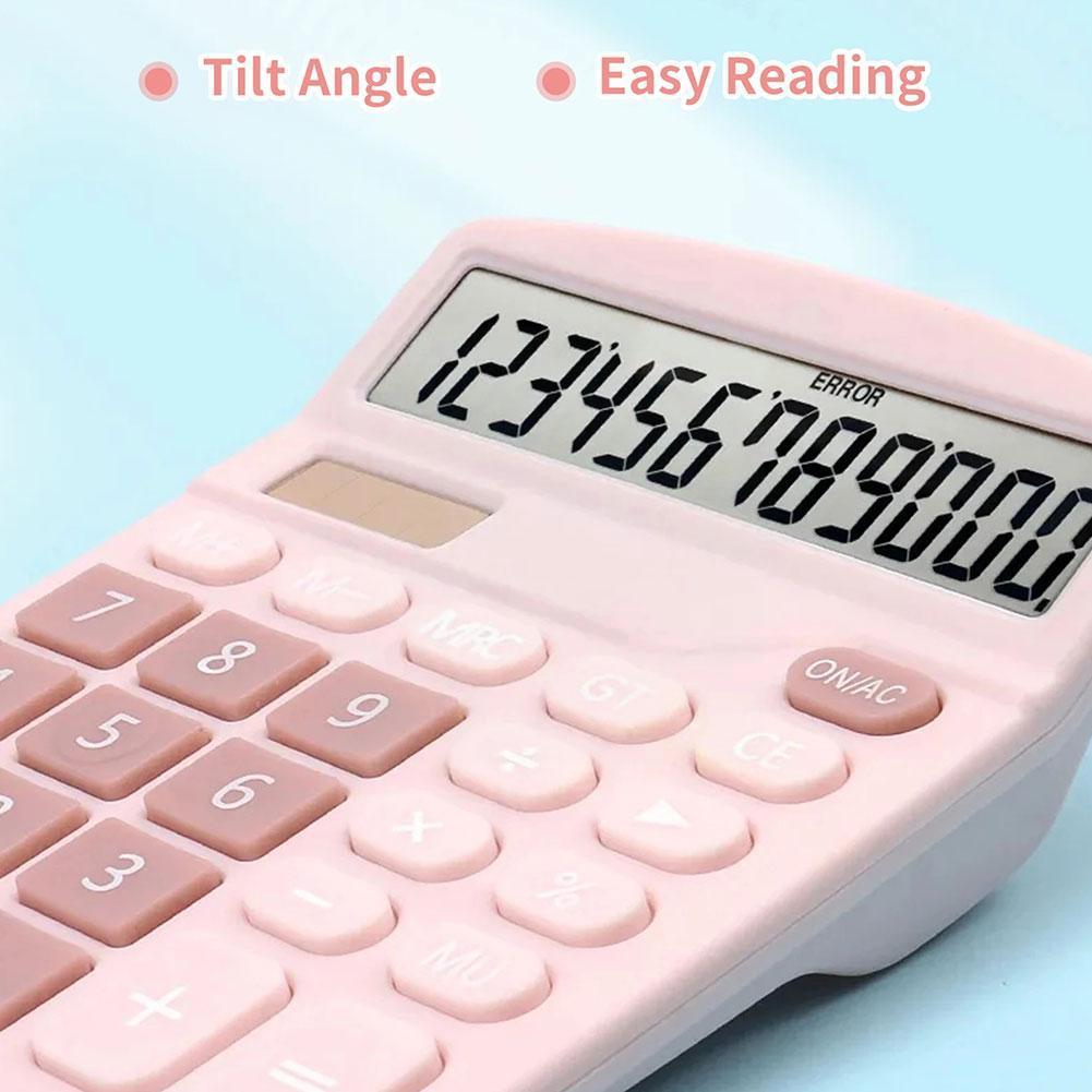 Large Screen Simple Calculator Dual Power Cute Stylish Exam Clear Portable Display Universal Screen Office Calculator Assis V8G1