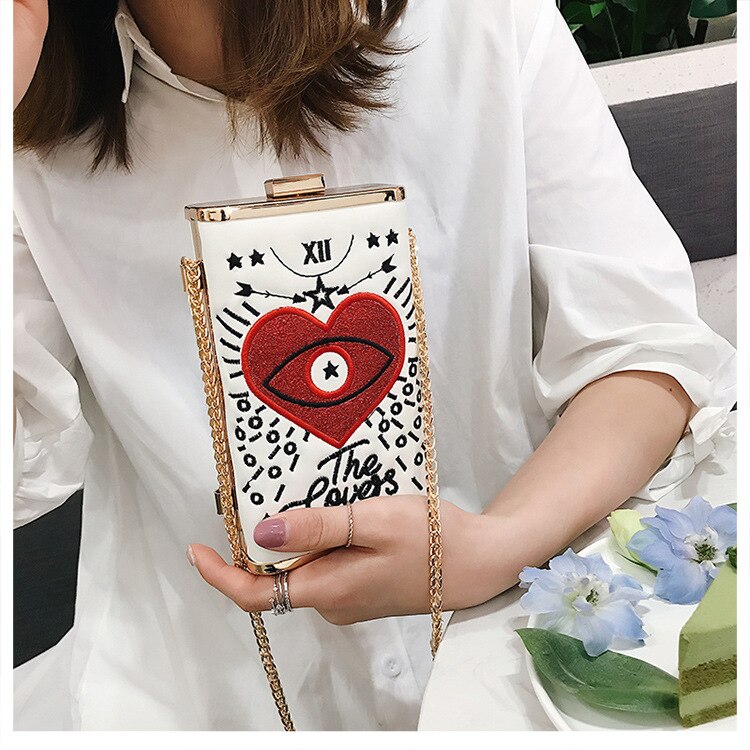 Frauen Luxus Handtasche Bestickt Augen Liebe Kette Bote Taschen Abend Tasche Dame Party Geldbörse Cocktail Bankett Tasche Schild Kupplungen: 2