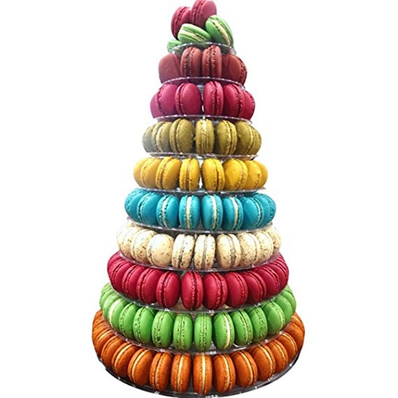 10 niveaux tour Macaron Macaron présentoir rond gâteau support PVC plateau anniversaire mariage présentoir gâteau décoration outils