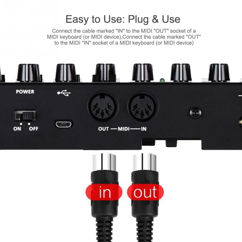USB Musical Instrument Universal MIDI Cable Converter PC to Music Keyboard Adapter Cord IN-OUT Interface Adapter Cable